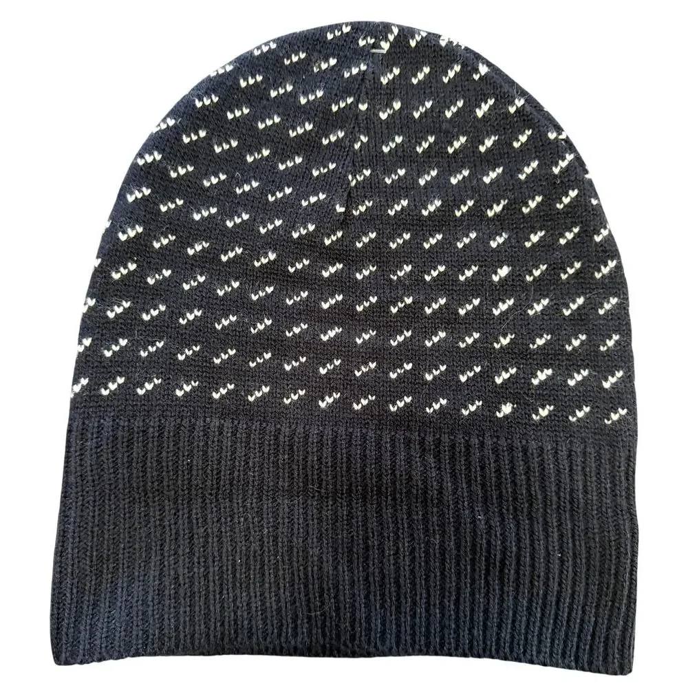 J. Crew Knit Beanie Adult Unisex OS Blue White Winter Hat Soft Acrylic NEW